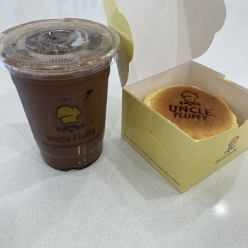 Uncle Fluffy - Original Japanese cheesecake and 16 oz iced mocha latte with oat milk - Desserts Near Me - Riverside, California Uncle Fluffy - Original Japanese cheesecake and 16 oz iced mocha latte with oat milk - Desserts Near Me - Riverside, California