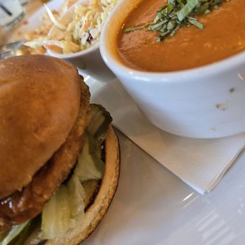 The Little Pear - Nashville hot chicken with a side tomato soup - American Near Me - Walnut Creek, California The Little Pear - Nashville hot chicken with a side tomato soup - American Near Me - Walnut Creek, California