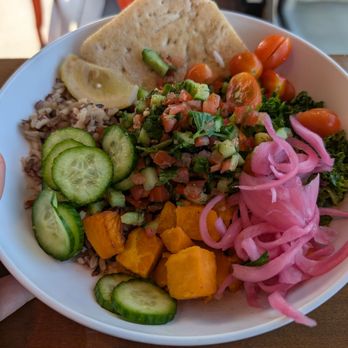 Urbane Cafe - Mediterranean bowl (fully vegan), very filling, great combo of flavors. Comes with a slice of their delicious focaccia bread. - Sandwiches Near Me - Santa Maria, California Urbane Cafe - Mediterranean bowl (fully vegan), very filling, great combo of flavors. Comes with a slice of their delicious focaccia bread. - Sandwiches Near Me - Santa Maria, California