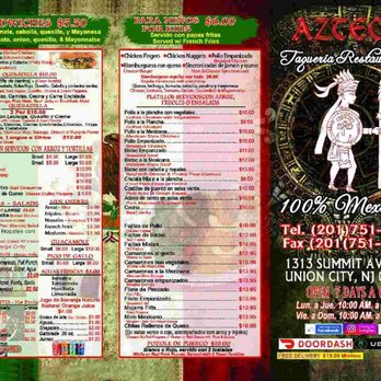 Azteca Taqueria Restaurant - El menu - Mexican Near Me - Union City, New Jersey Azteca Taqueria Restaurant - El menu - Mexican Near Me - Union City, New Jersey