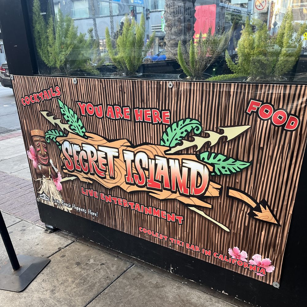 Secret Island - sign at the top of stairway - Polynesian Near Me - Long Beach, California