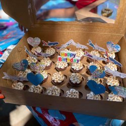 BiteSize Baking - S'more cupcakes. My niece made the airplane cake toppers.