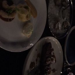Oysters, bug and brisket entree