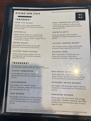 Menu photo 1 Rising Sun Cafe Denton, TX Menu photo 1 Rising Sun Cafe Denton, TX