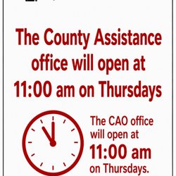 Lancaster County Assistance Office - Office opens at 11am on Thursdays!