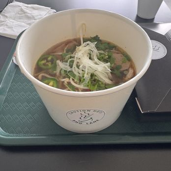 Pho Lane - Large pho with sliced beef, brisket and meat balls in spicy beef lemongrass broth - Vietnamese Near Me - McKinney, Texas