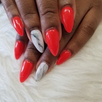 Bebe Nail Spa - Powder color with marble accent nail - Skin Care Near Me - Houston, Texas