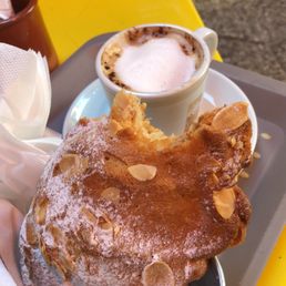 Almond Croissant with cappuccino