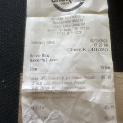 Church's Texas Chicken - Incorrect receipt
