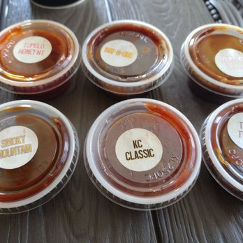 Mission BBQ - The spread of sauces - Barbeque Near Me - Boardman, Ohio