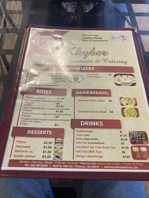 Menu photo 3 Khyber Halal Phoenix, AZ