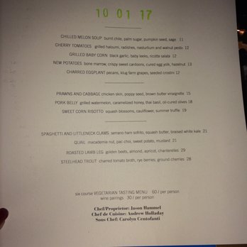 Lula Cafe - 10/1/17 menu - New American Near Me - Chicago, Illinois