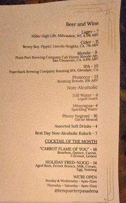 Menu photo 2 10 1/4 Pasadena Pasadena, CA