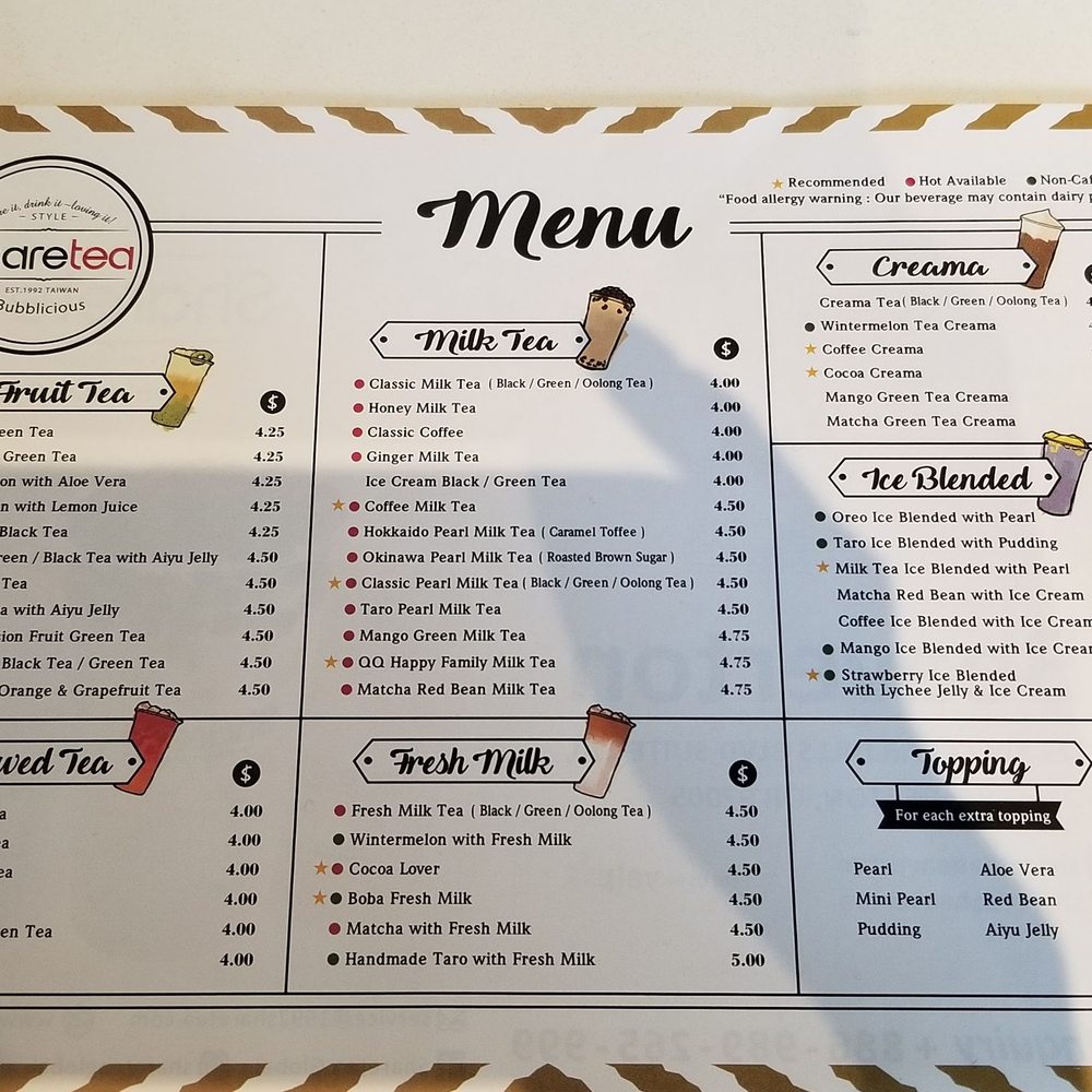 Sharetea - Menu as of 11/10/2018 - Bubble Tea Near Me - Beaverton, Oregon Sharetea - Menu as of 11/10/2018 - Bubble Tea Near Me - Beaverton, Oregon