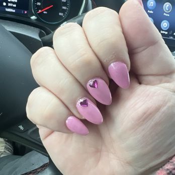 Nails By Lindsay - The first manicure Steven did in January, I brought the nail gems from home to be used. - Nail Salons Near Me - Feasterville, Pennsylvania