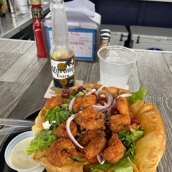 SmacNally's - Fried shrimp on top of a tortilla bowl salad - Seafood Near Me - Ocracoke, North Carolina