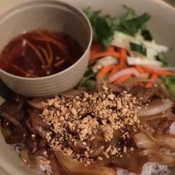 Jasmine Deli - a bowl of noodles with meat and vegetables - Vietnamese Near Me - Minneapolis, Minnesota