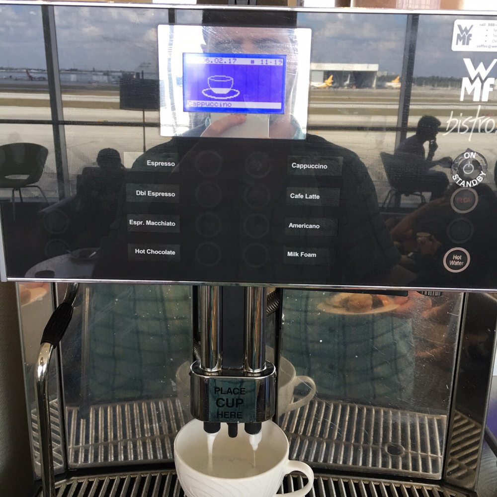 The Centurion Lounge - The fastest and most automated espresso maker I've ever seen - Airport Lounges Near Me - Miami, Florida