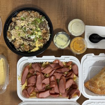 Chirp - Multiple food items - salchipapas, beef empanada, passionfruit pie, mushroom fried rice with chicken - Chicken Shop Near Me - New York, New York