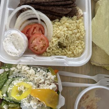 Chicken Plus Greek Cuisine - Yummy! Gyro lunch plate with side of hummus - Greek Near Me - Escondido, California Chicken Plus Greek Cuisine - Yummy! Gyro lunch plate with side of hummus - Greek Near Me - Escondido, California