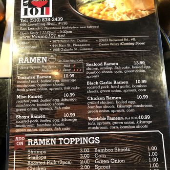 Ramen101 - Menu (1of 2) - 07/18/2019 - Ramen Near Me - San Leandro, California Ramen101 - Menu (1of 2) - 07/18/2019 - Ramen Near Me - San Leandro, California