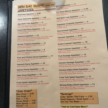 Sen Dai Sushi - menu 4/?? - Japanese Near Me - Milpitas, California