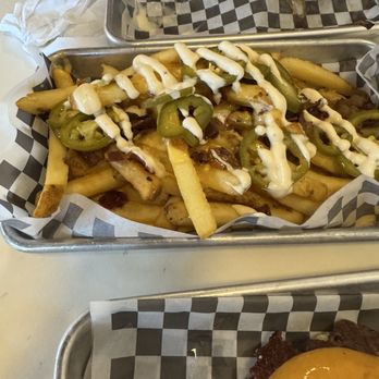 Hard Pressed - Hard pressed.  Fries with everything and a bacon jalapeño - Burgers Near Me - Jacksonville, Florida