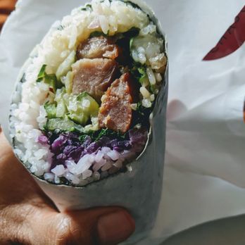Chasu Kitchen - Chasu pork sushiritto. Purple cabbage, kale, mixed bell pepper, pickled cucumbers, cilantro, spring onion. SOLID. - Asian Fusion Near Me - Plano, Texas