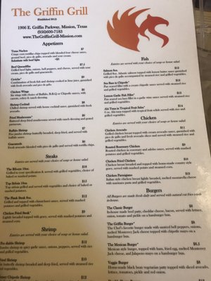 Menu photo 6 The Griffin Grill Mission, TX Menu photo 6 The Griffin Grill Mission, TX