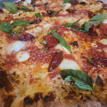 Forno Napoli - Huge margarita pizza with added Calabria chilis - Pizza Near Me - Buffalo, New York
