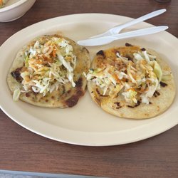 Kailey's Restaurant - Queso con chile pupusa on left and revuelta pupusa on the right both are delicious!
