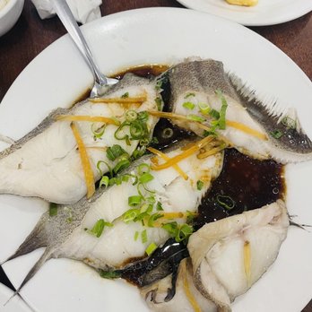 Restaurant PM - Steamed talbot with soy sauce, ginger and scallions - Chinese Near Me - Montreal, Quebec Restaurant PM - Steamed talbot with soy sauce, ginger and scallions - Chinese Near Me - Montreal, Quebec