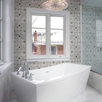 Designer's Tile - a bathtub in a bathroom - Flooring Near Me - Coral Gables, Florida Designer's Tile - a bathtub in a bathroom - Flooring Near Me - Coral Gables, Florida