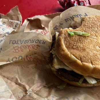 Blake's Lotaburger - The first bite of the green Chile burger was so fantastic ... that I decided to take this photo! - Burgers Near Me - Las Vegas, New Mexico