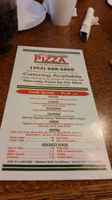 Menu photo 2 PJs Brick Oven Pizza - Spring Hill Spring Hill, FL Menu photo 2 PJs Brick Oven Pizza - Spring Hill Spring Hill, FL