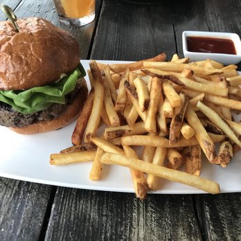 Haven Craft Kitchen + Bar - 45 day aged burger with fries. - New American Near Me - Orange, California Haven Craft Kitchen + Bar - 45 day aged burger with fries. - New American Near Me - Orange, California