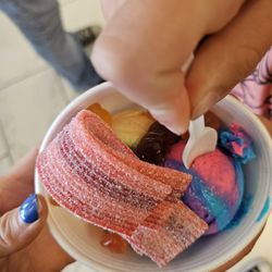 Peace Cream - Single scoop cotton candy and sherbet with mix ins