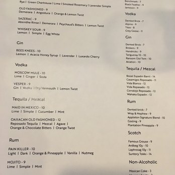 Seabird - Cocktail menu - Cocktail Bars Near Me - Draper, Utah