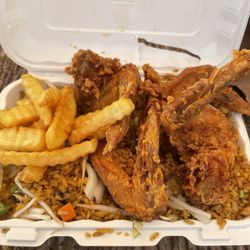 Peking Restaurant - chicken wings with vegetable rice french fries