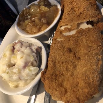 Check's Cafe - Catfish with fried apples and German Potato Salad - American Near Me - Louisville, Kentucky