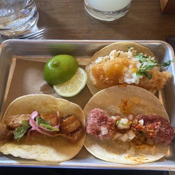 Bartaco - Sweet Belly Pork was the best out of these three. Have to add the habanero sauce and the lime!! - Tacos Near Me - Denver, Colorado