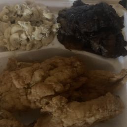 Fish, tuna salad, and "yams".