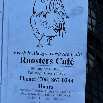 Rooster's Cafe - Menu - Cafes Near Me - Dahlonega, Georgia Rooster's Cafe - Menu - Cafes Near Me - Dahlonega, Georgia