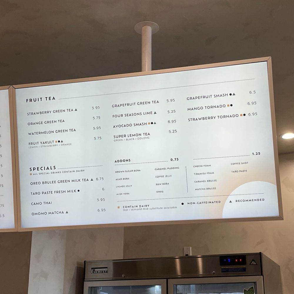 OMOMO Tea Shoppe  - Menu on 09/05/2024 - Bubble Tea Near Me - Brea, California