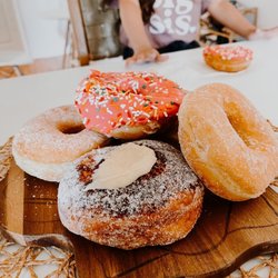 Downtown Donuts - Cinnamon cheesecake donut Pink sprinkle donut