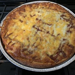 Custom Detroit-style upside down pepperoni pan pizza.