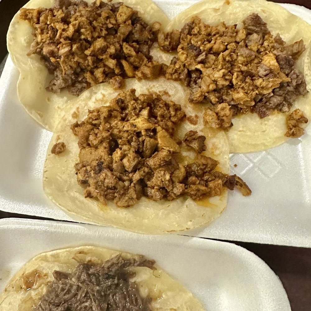 Pastor and barbacoa tacos