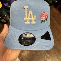 Cap City Custom Embroidery - New Era Dodgers Pink Rose Snapback Curved Brim Cap.
