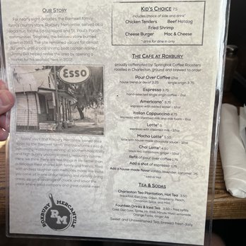 Roxbury Mercantile - Menu Back! - Southern Near Me - Meggett, South Carolina Roxbury Mercantile - Menu Back! - Southern Near Me - Meggett, South Carolina