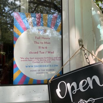SnoRide - a closed sign in front of a window - Shaved Ice Near Me - Austin, Texas SnoRide - a closed sign in front of a window - Shaved Ice Near Me - Austin, Texas
